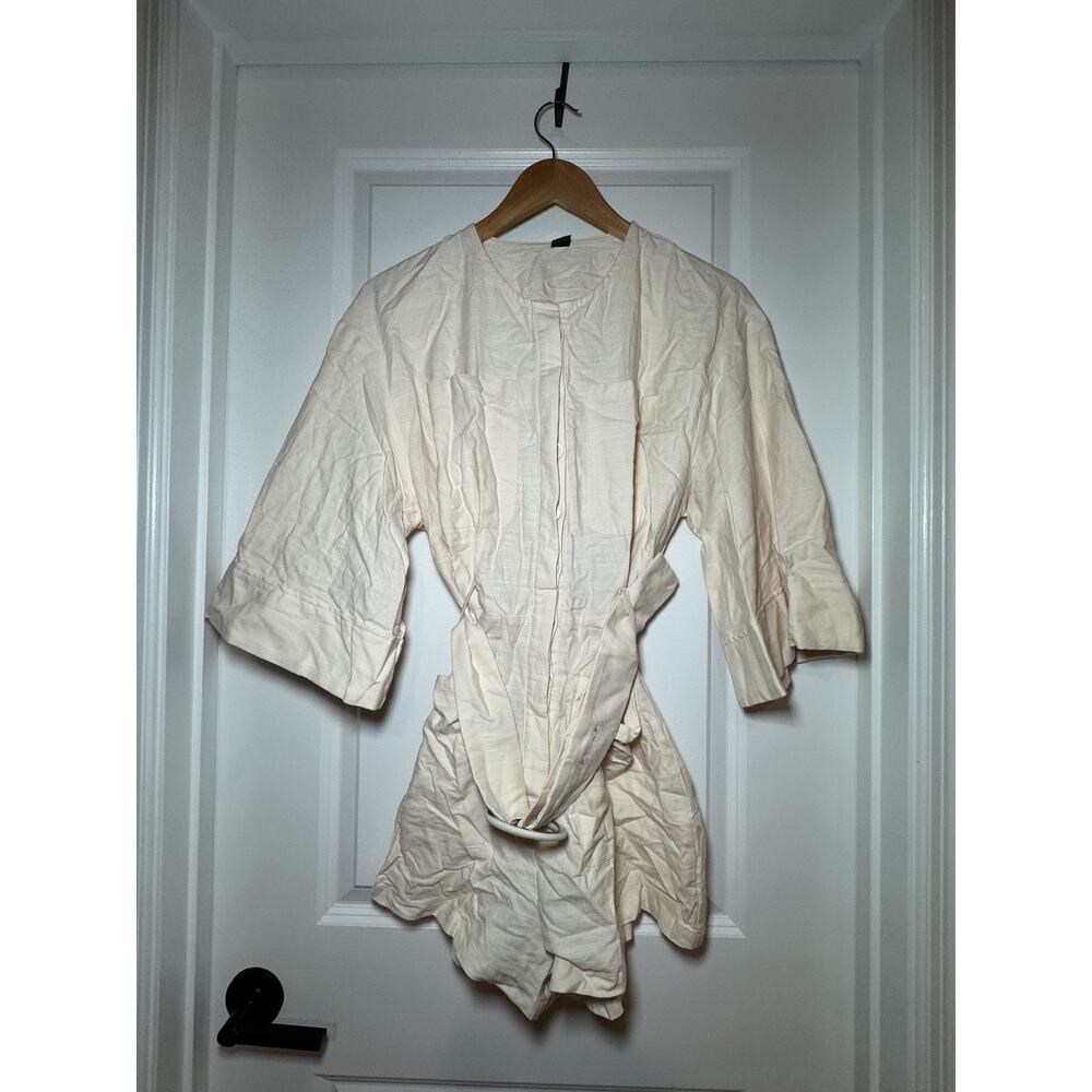 SHEIN Casual Linen 3/4 Sleeve Shorts Romper Jumpsuits With Belt Size 6 / Medium - Picture 10 of 11